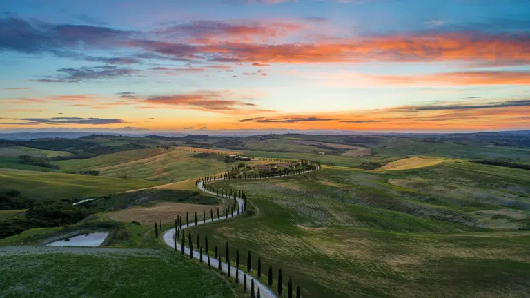 view of Tuscany sunsent