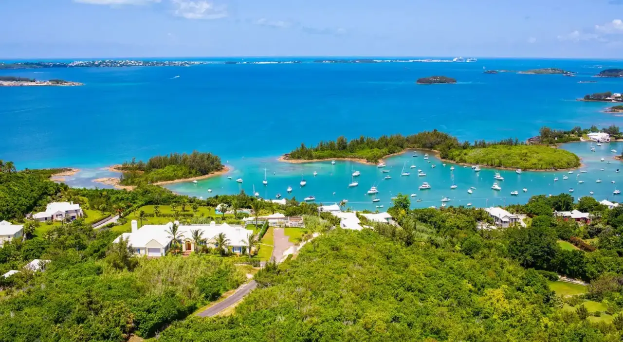 Aerial shot of Bermuda coast